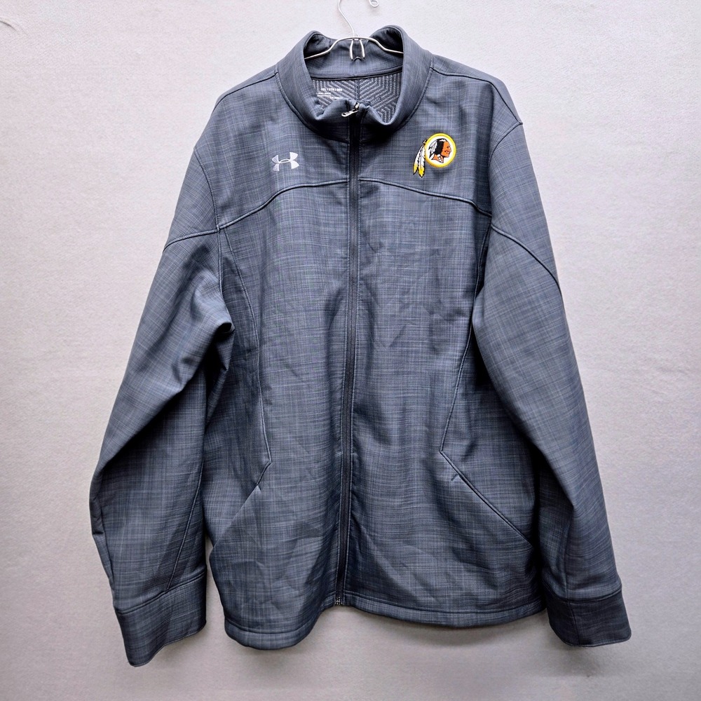 Under Armour Washington Redskins ColdGear Track Jacket Grey Plaid Zip 3XL EUC